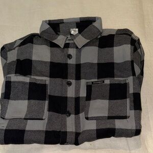 Dutch Bros Black and Gray Plaid Shirt